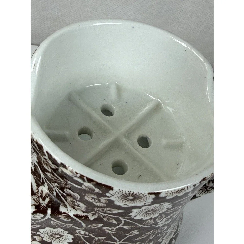 Vintage Crownford China Calico Brown Shaving Scuttle Mug Staffordshire England